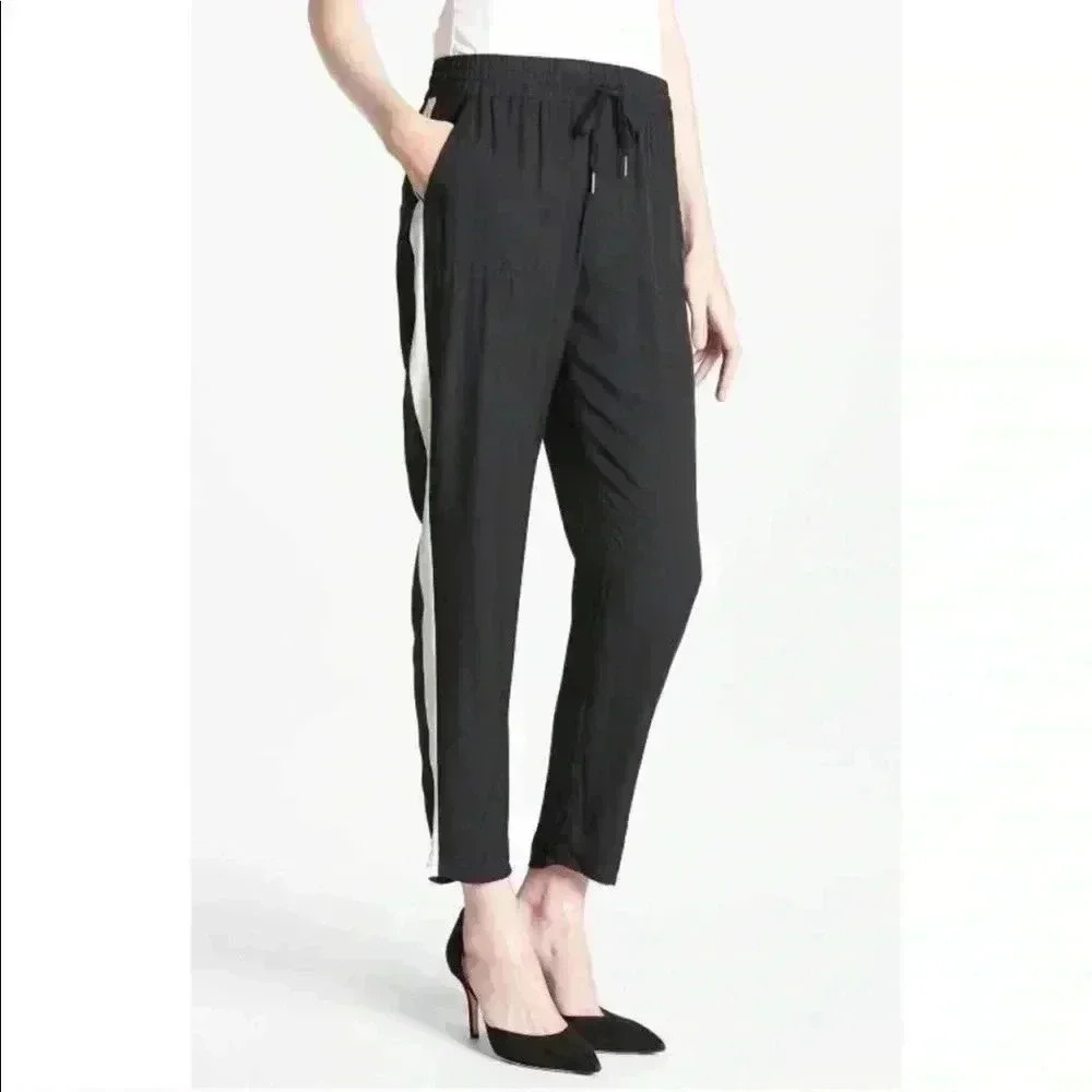 Joie Nairi Silk Crepe Tuxedo Stripe Pants XS